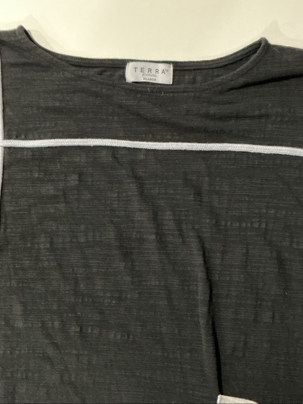 Terra Black Short-Sleeve Crewneck Tee with White Piping